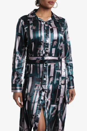 Green Midi Shirt Dress with Belt