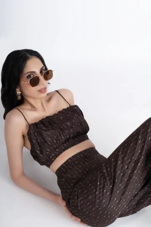 Crop Top and Wide Leg Pants Set